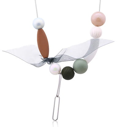 Modern Wood Bead Charm Necklace – Handcrafted Elegance by FlashFinds