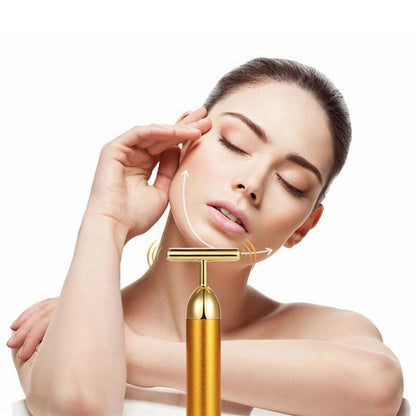 Energy 24K Gold T Beauty Bar Facial Roller Massager – Luxurious Skincare by FlashFinds