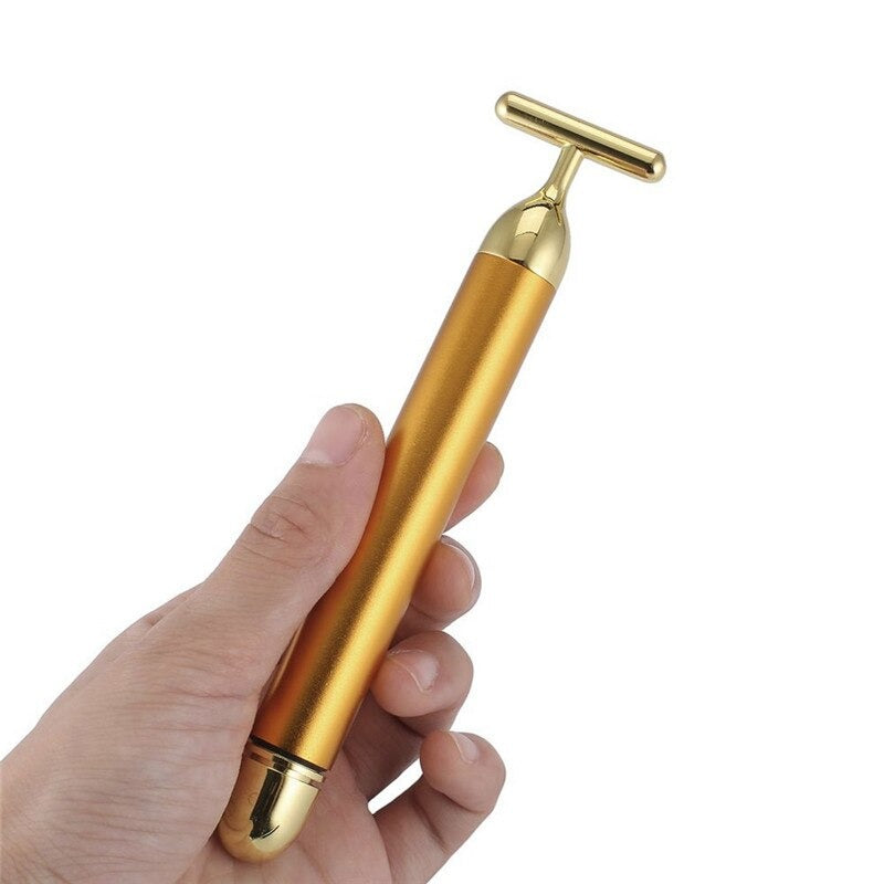 Energy 24K Gold T Beauty Bar Facial Roller Massager – Luxurious Skincare by FlashFinds